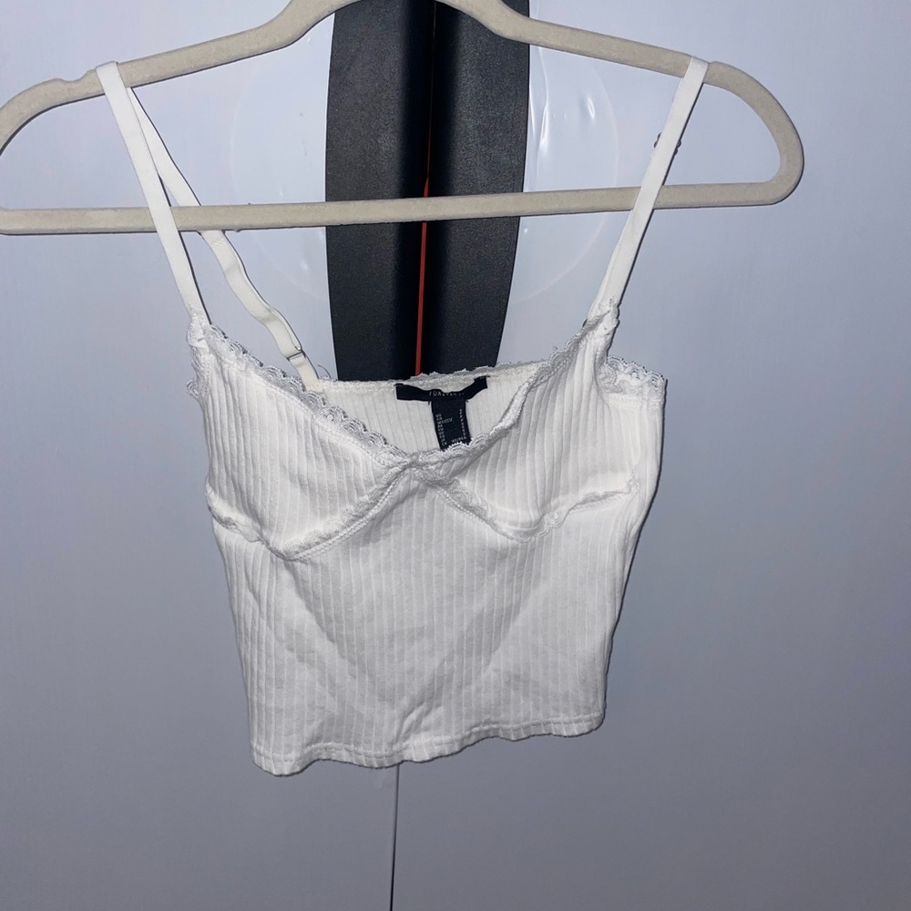 Simple white lacy tank.